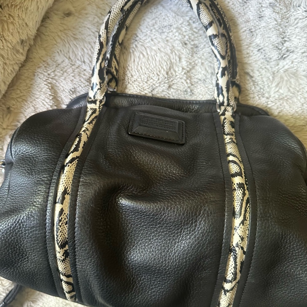 Marc By Marc Jacobs Black Crossbody Bag with Snake Print Accents